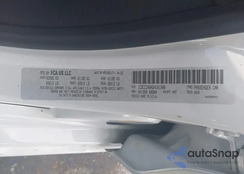 2016 Chrysler 200 Limited z USA, uszkodzony, nr VIN 1C3CCCABXGN181308